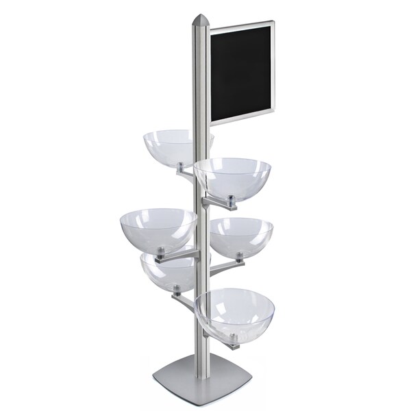Azar Displays Sky Tower Bowl Display W/ Slide-in Frame Sign Holder 300298-SLV - main